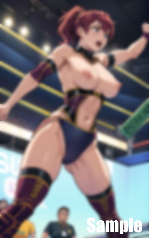 上半身丸出しで活躍する半裸女子レスラー サンプル4ページ目