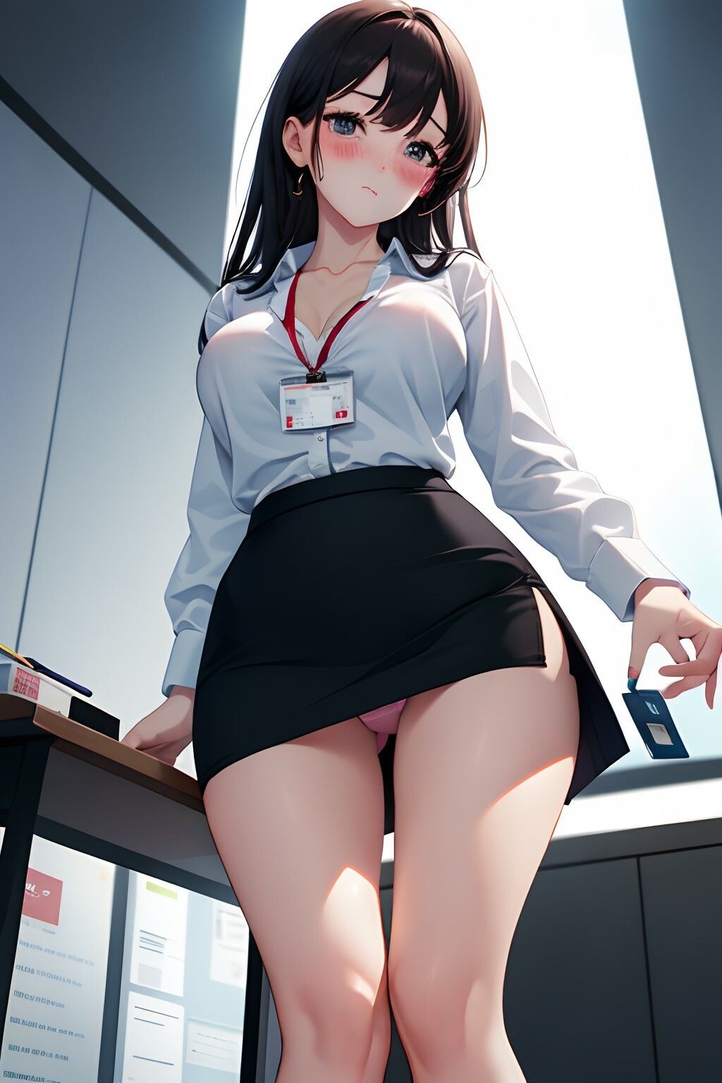 ハーレムオフィス パンチラ×谷間で誘惑してくる OL×ナマ足編 サンプル4ページ目