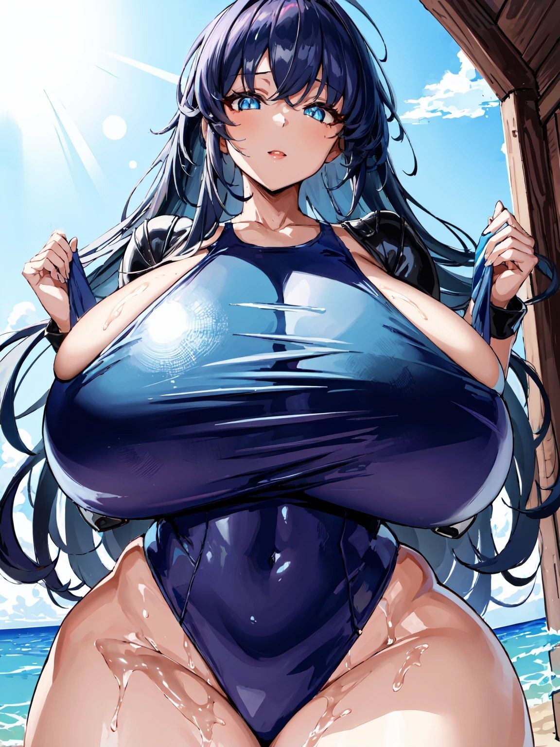 爆乳水着美女【妄想イラスト美女図鑑vol.82】 サンプル1ページ目