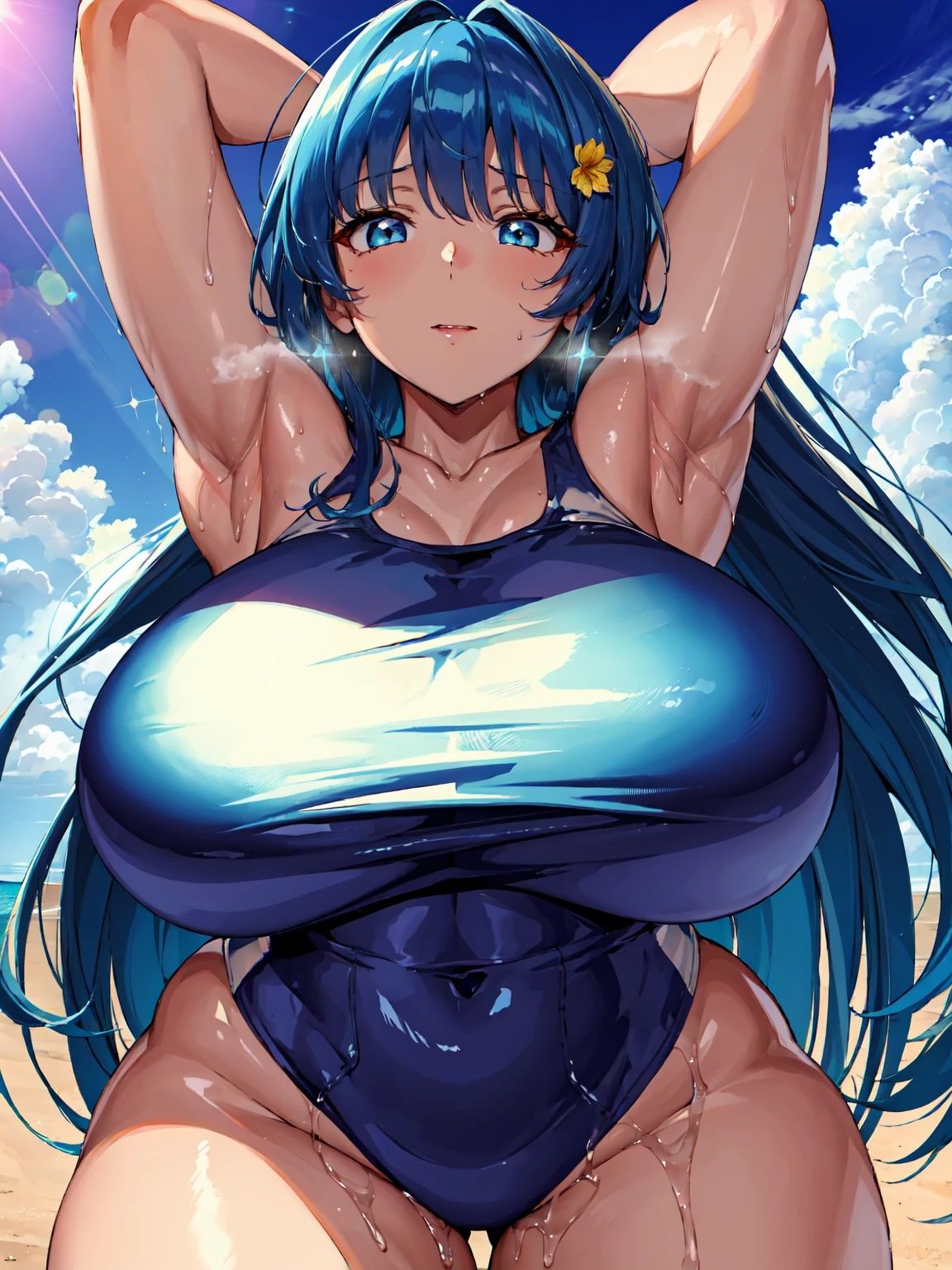 爆乳水着美女【妄想イラスト美女図鑑vol.82】 サンプル4ページ目