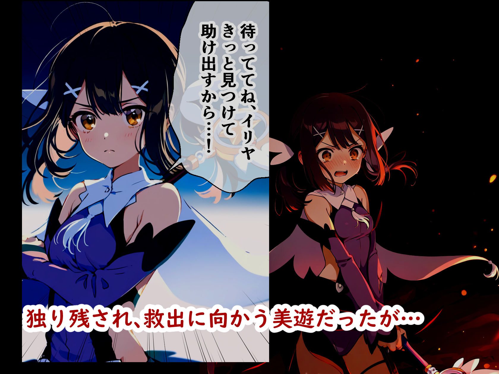 魔法少女の敗北 〜イリヤと美遊が快楽を知り、異世界で魔物の子種を受精するまで〜 サンプル2ページ目