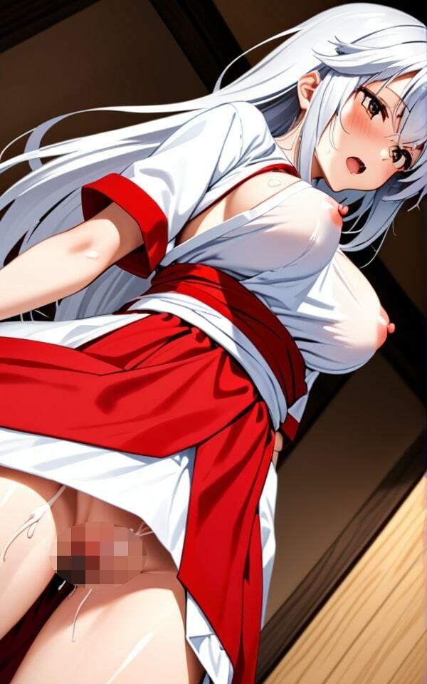 巨乳巫女さんのスケスケな誘惑！ 濡れてきちゃいました！ サンプル1ページ目