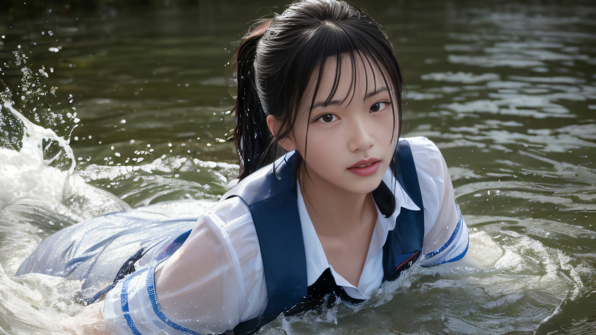 夏の生娘 汗ばむカラダは川遊びで濡れて… AI写真集 サンプル2ページ目