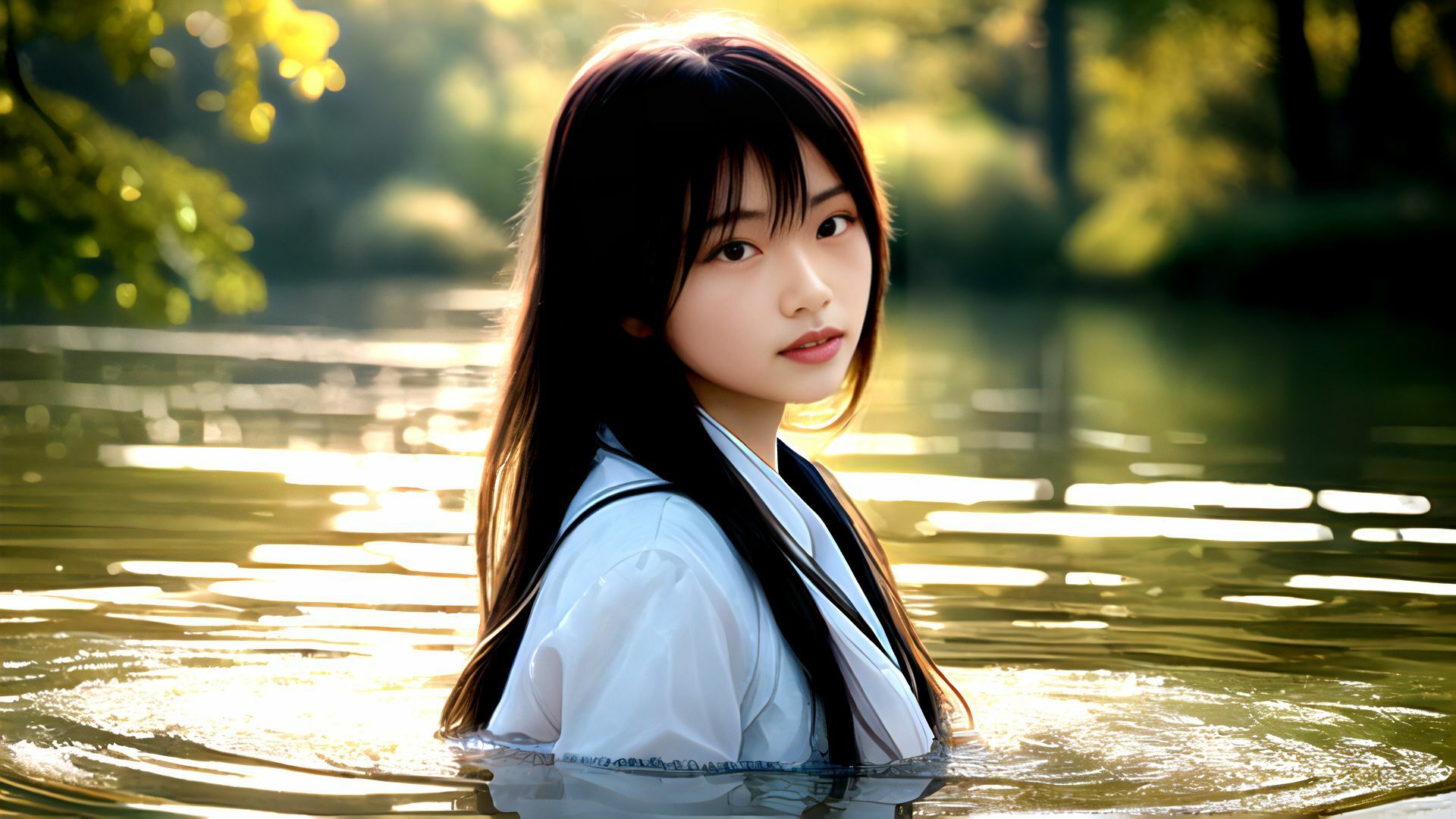 夏の生娘 汗ばむカラダは川遊びで濡れて… AI写真集 サンプル4ページ目