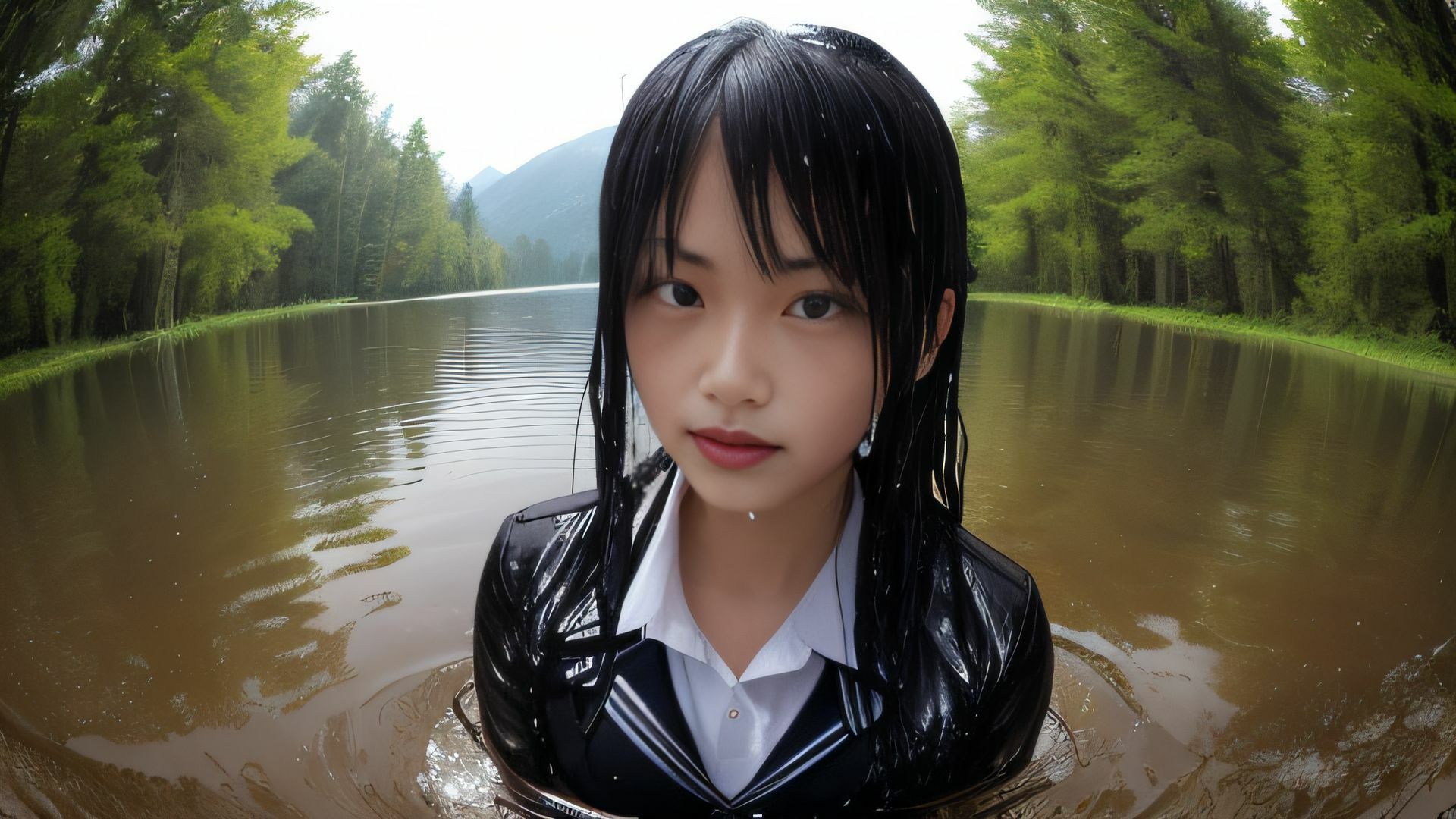 夏の生娘 汗ばむカラダは川遊びで濡れて… AI写真集 サンプル5ページ目