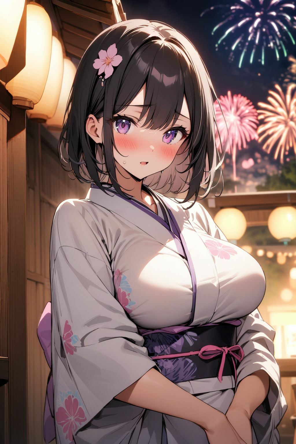 幼なじみとの花火大会デート中にムラムラしたので青姦しちゃった件 サンプル1ページ目