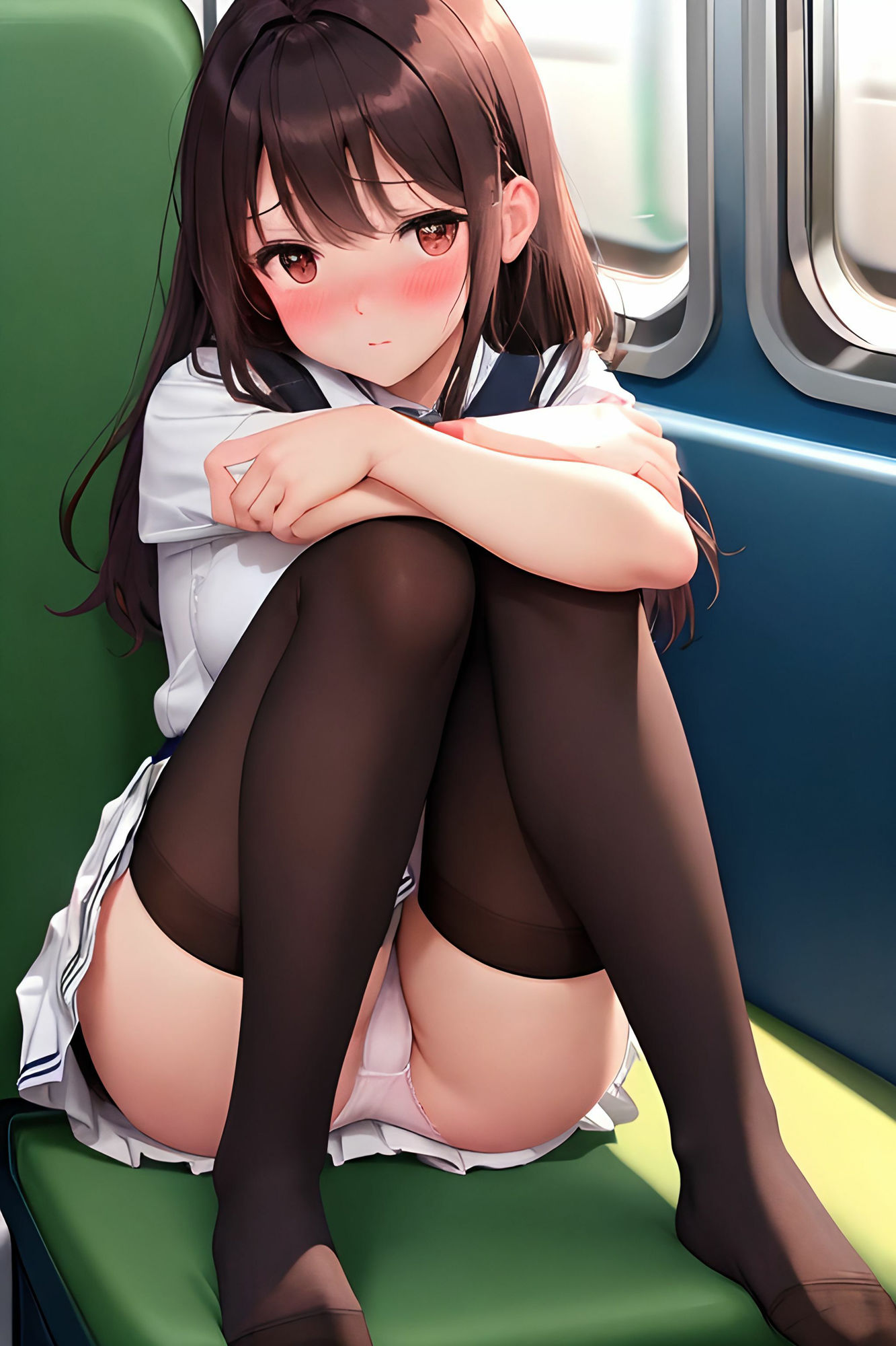 ハーレム女子校生 パンチラ×下乳で誘惑してくる 女子校生×ニーハイ編 サンプル2ページ目