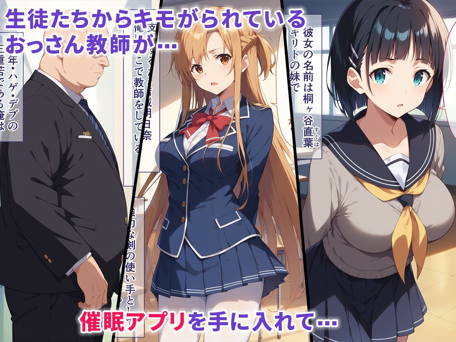 帰還者学園の巨乳コンビが催●おじさんに寝取られ孕まされる話 サンプル1ページ目