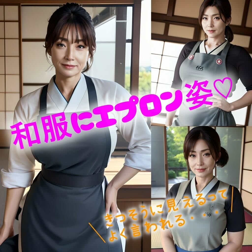 【着衣エロ勃起乳首と時々陰毛】豊満義母の和装エプロン【卑猥な89p】 サンプル1ページ目