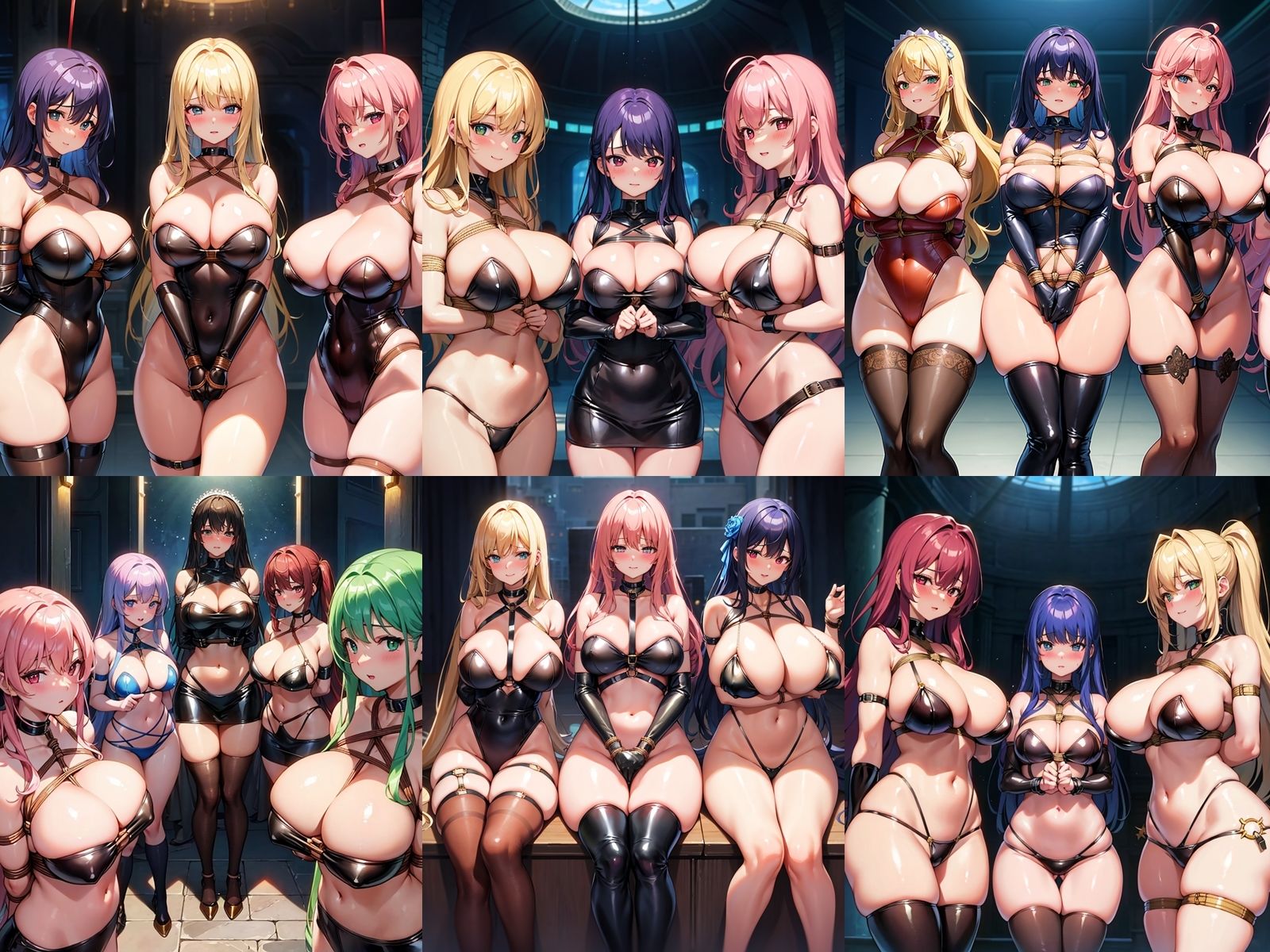 爆乳女子校生のボンテージハーレムパラダイス サンプル1ページ目