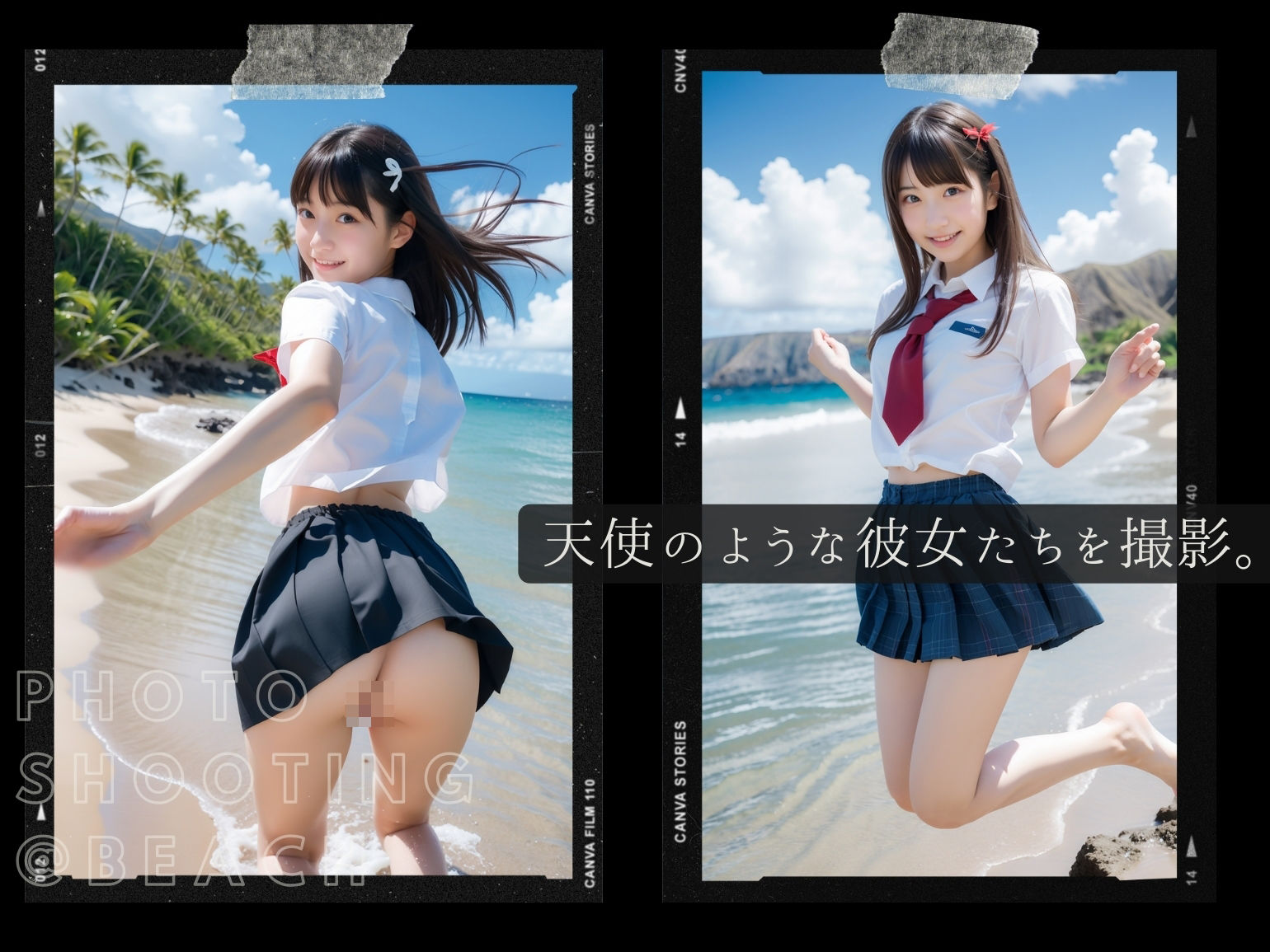 東京露出少女 - ビーチで露出して乱れた制服美少女たち サンプル2ページ目