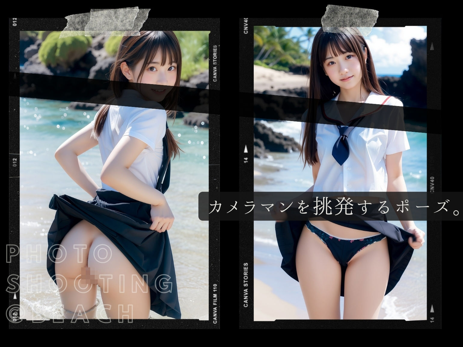 東京露出少女 - ビーチで露出して乱れた制服美少女たち サンプル3ページ目