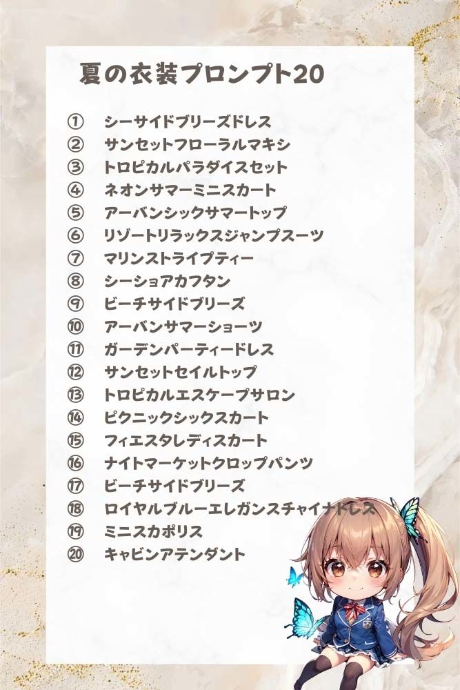 夏の衣装プロンプトとAI術師のご紹介 サンプル3ページ目