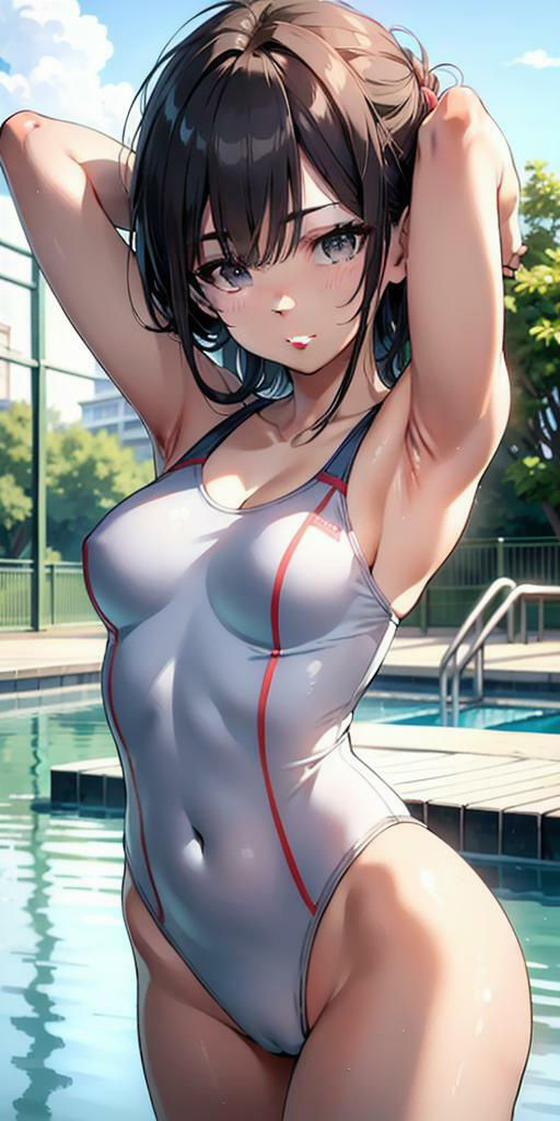 水辺に集う純白なスクール水着美女たちの美しい腋の競演 サンプル10ページ目