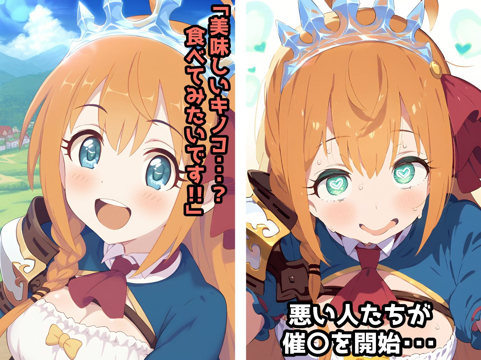 催〇NTR！美味しいご飯につられて行ったらキノコを沢山ごちそうになるお話。下のお口で精子ごくごく大満足ペコ〇ーヌ編！ サンプル1ページ目