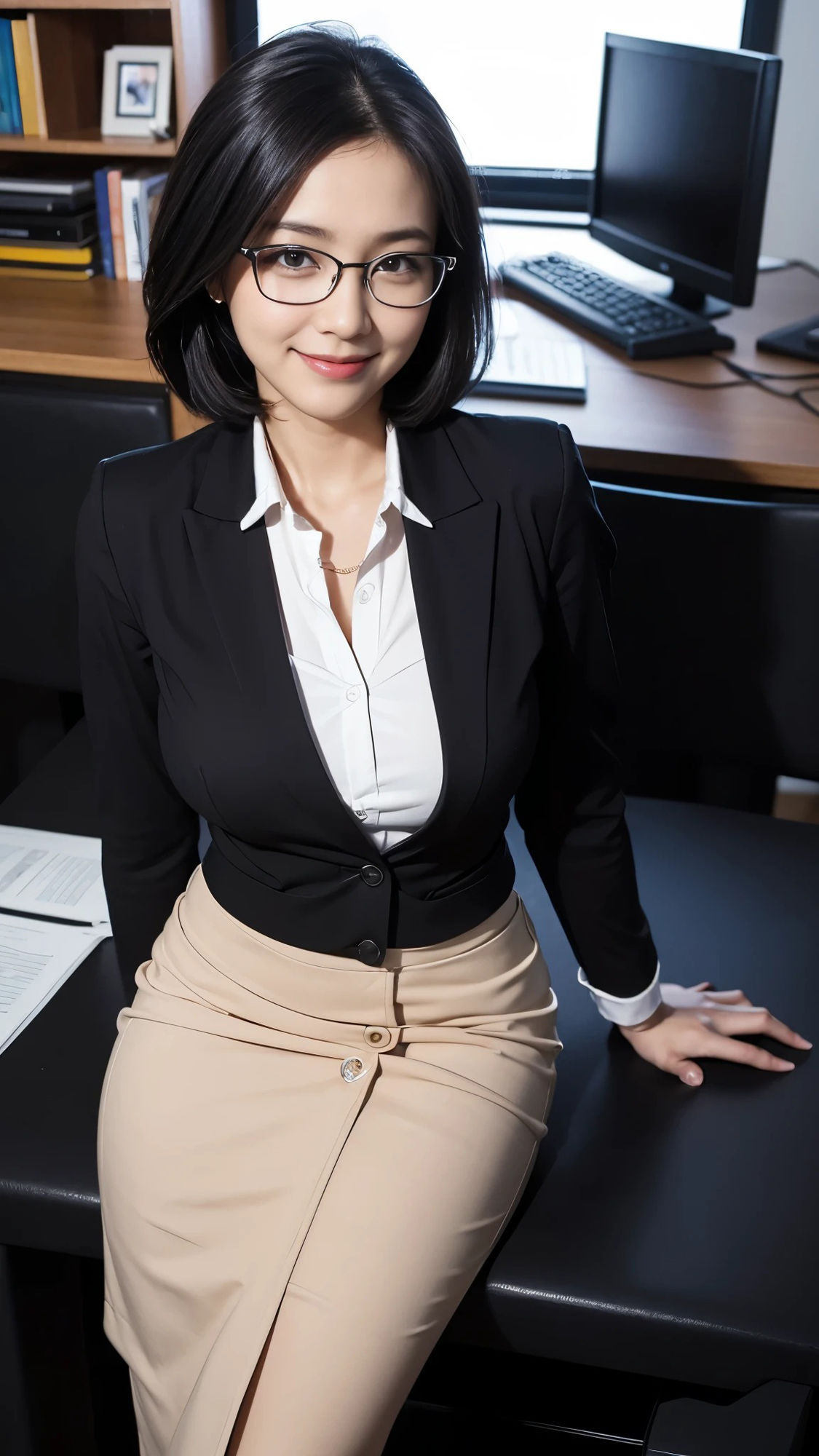【54枚】美人なOL先輩上司たちの日常とフルヌードのリアル画像写真集【AI】 サンプル3ページ目