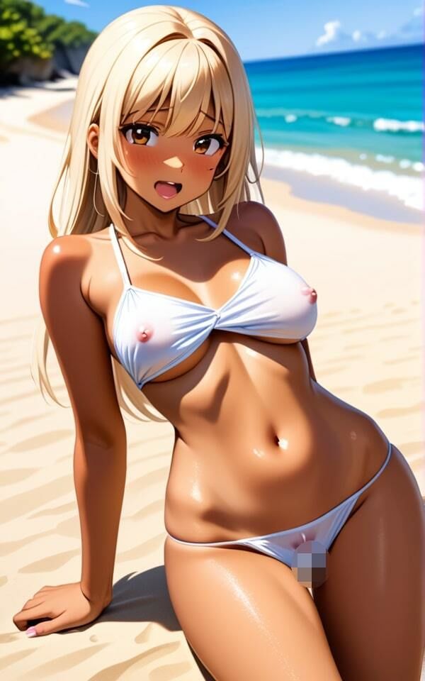 巨乳日焼けギャルのビーチで誘惑 昼間から脱がすなよ！ サンプル5ページ目