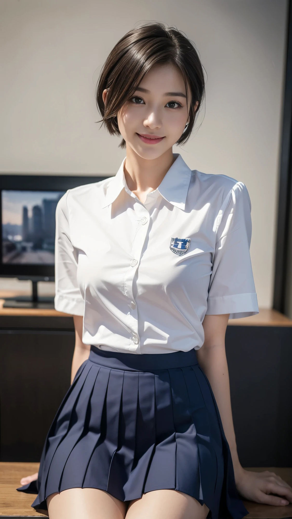 【50枚】座る美人女子校生の日常とフルヌードの写真画像集【AI】 サンプル2ページ目