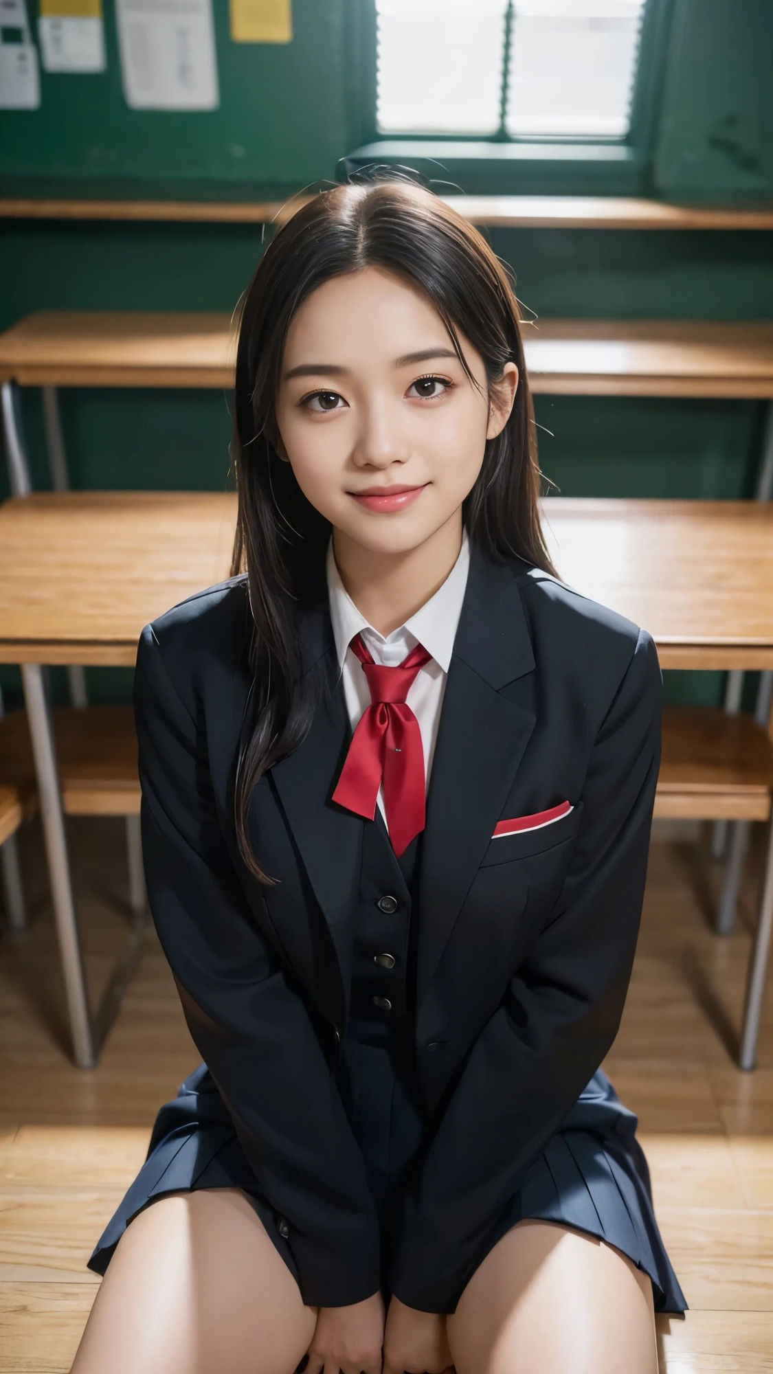 【50枚】座る美人女子校生の日常とフルヌードの写真画像集【AI】 サンプル4ページ目