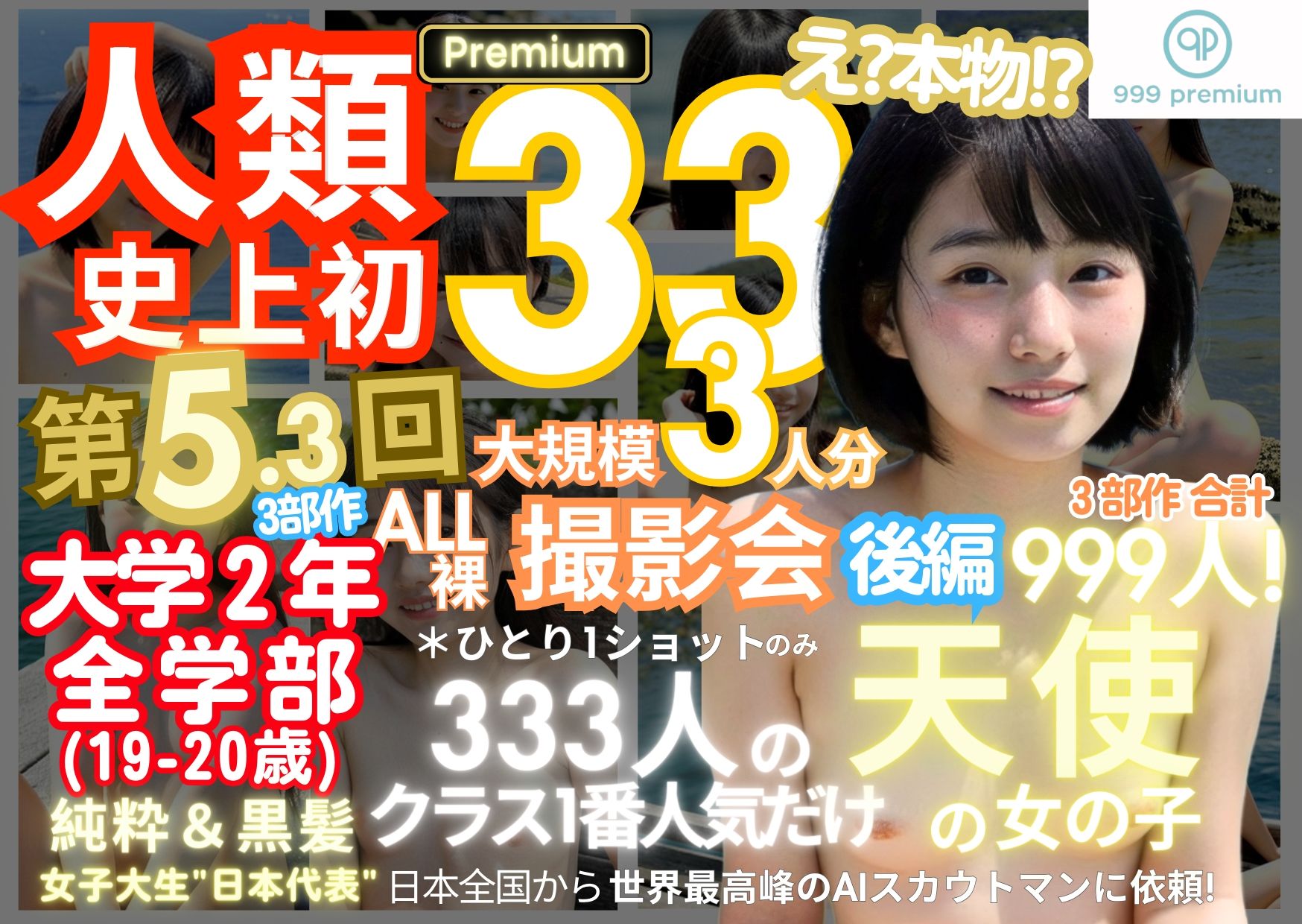 人類史上初！前代未聞の333人！大学2年全学部19歳と20歳！ 第5.3弾Premium（後編）「クラスで1番の女の子の裸だけが拝める」Xデー到来！！ サンプル9ページ目