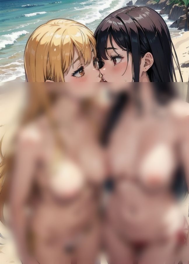 海でレズセ「裸でどエロい行為。女の子同士のエッチ。」 サンプル2ページ目