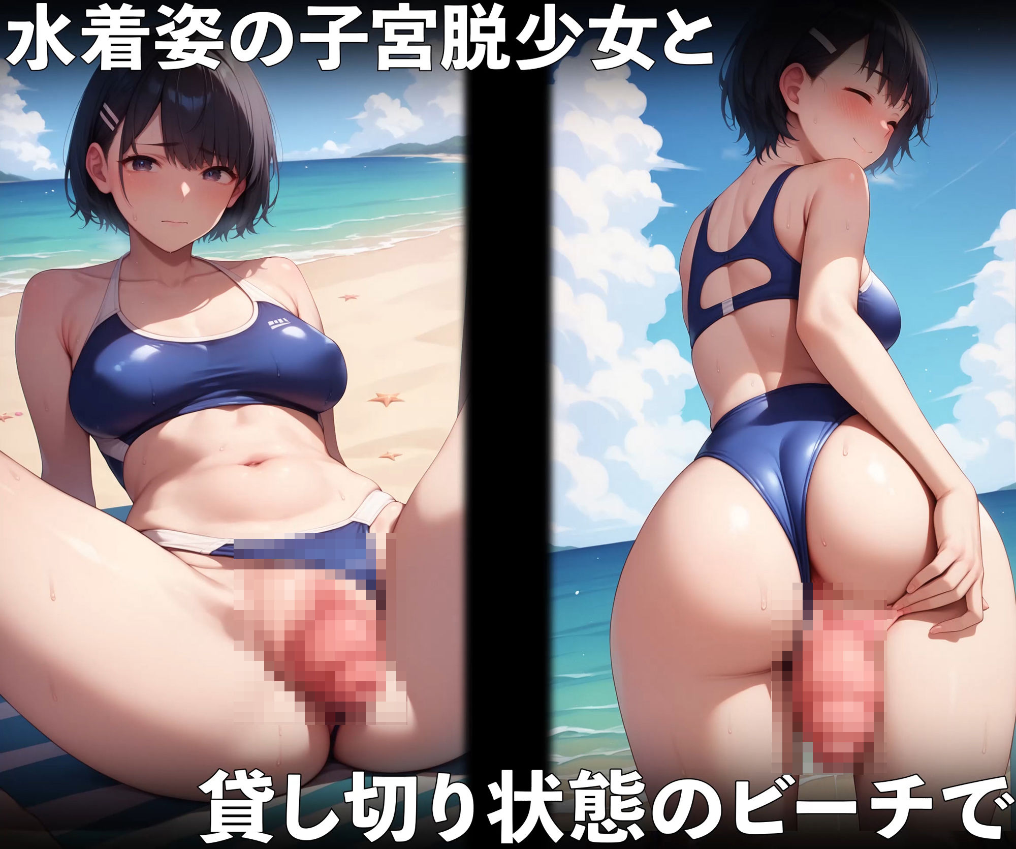 子宮脱少女〜水着S〇X・ビーチ編〜【4K×500枚】 サンプル1ページ目