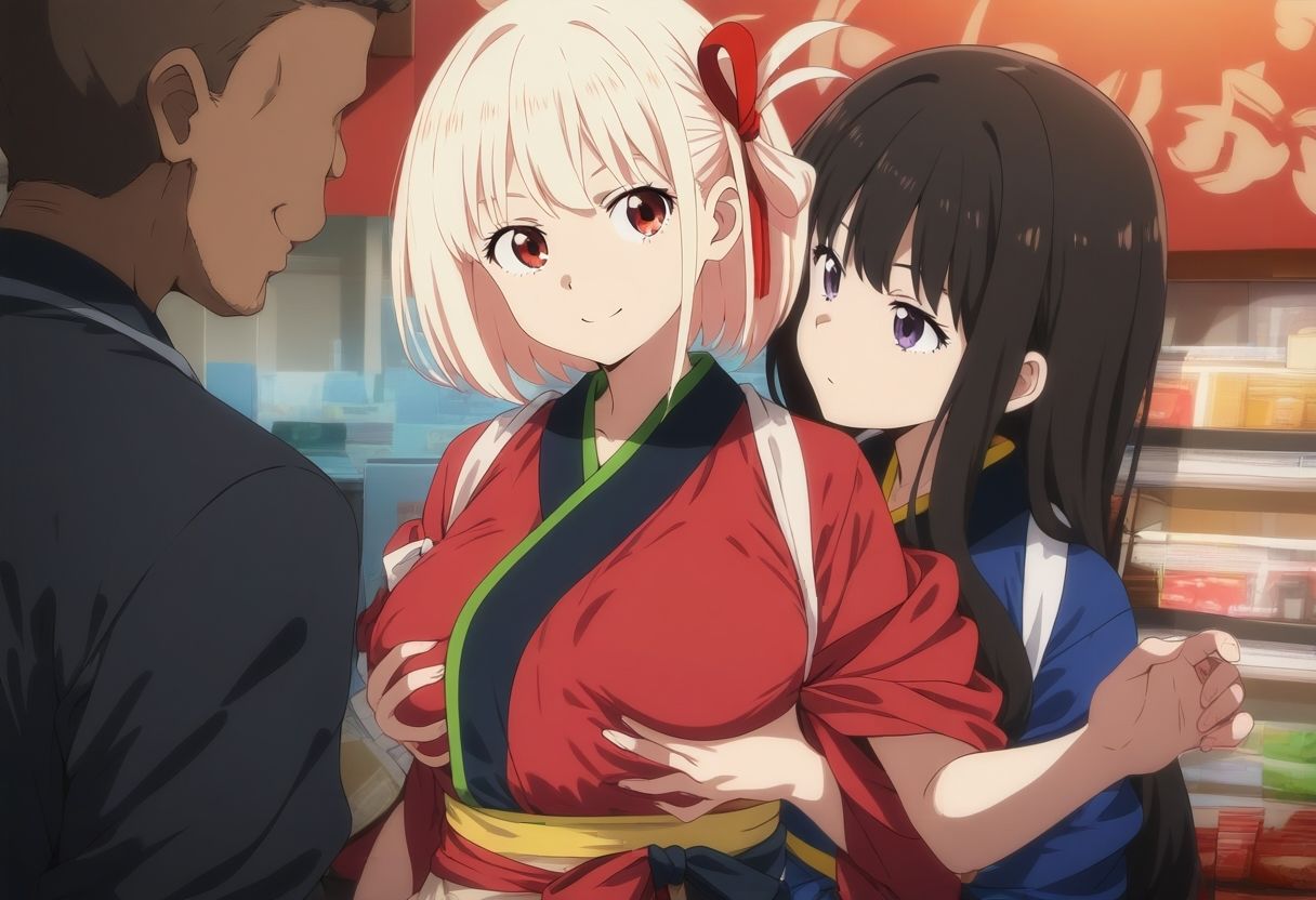 錦○千束＆井○上たきな 和装ウェイトレスエッチ サンプル3ページ目