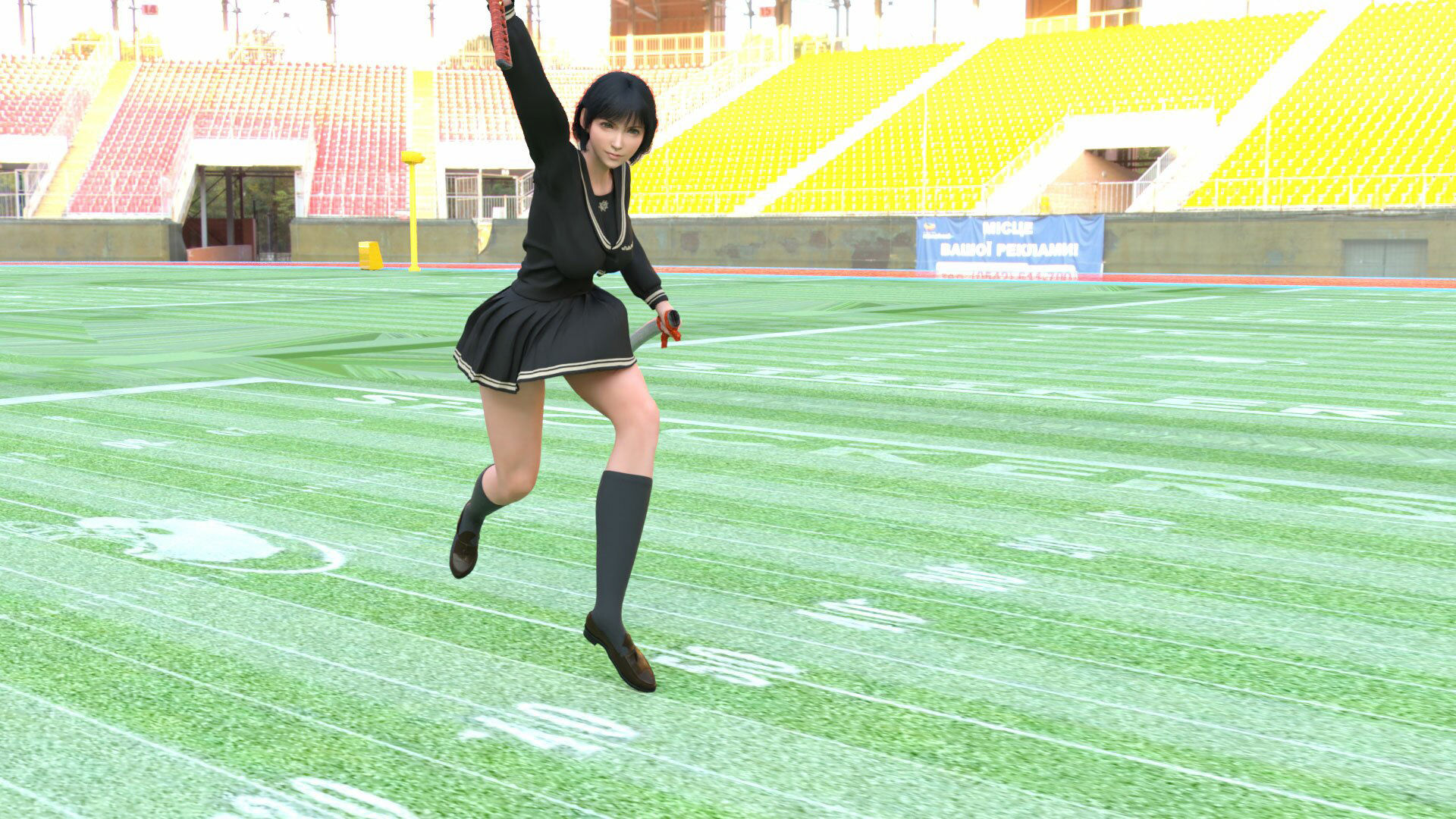 万能格闘美女「霧島愛唯（きりしまめい）」日本刀演舞パンチラ（PV01:白サテン地ハート柄パンティ） サンプル3ページ目