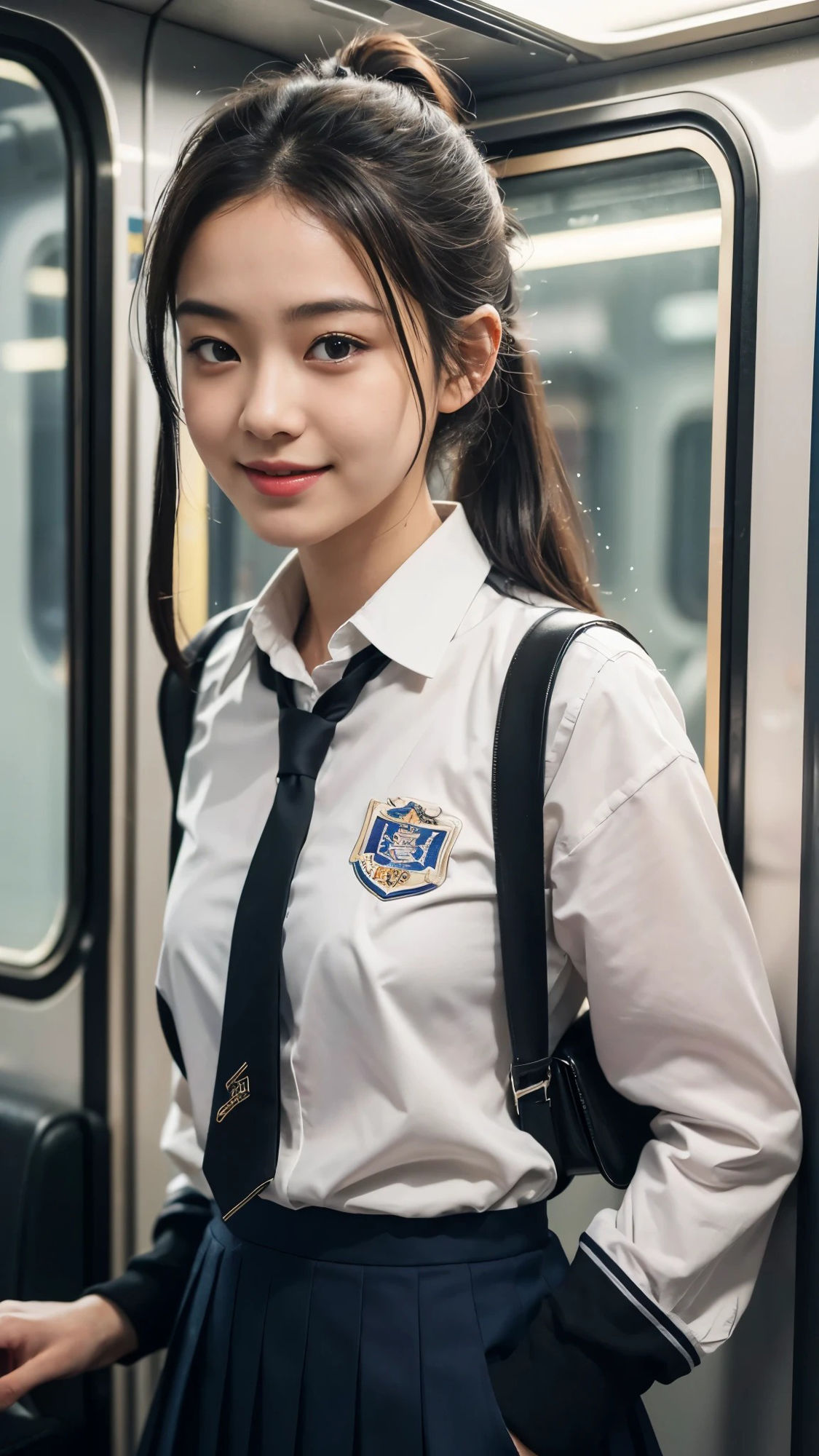 【50枚】電車の美人制服女子校生の日常とフルヌードの写真画像集【AI】 サンプル4ページ目