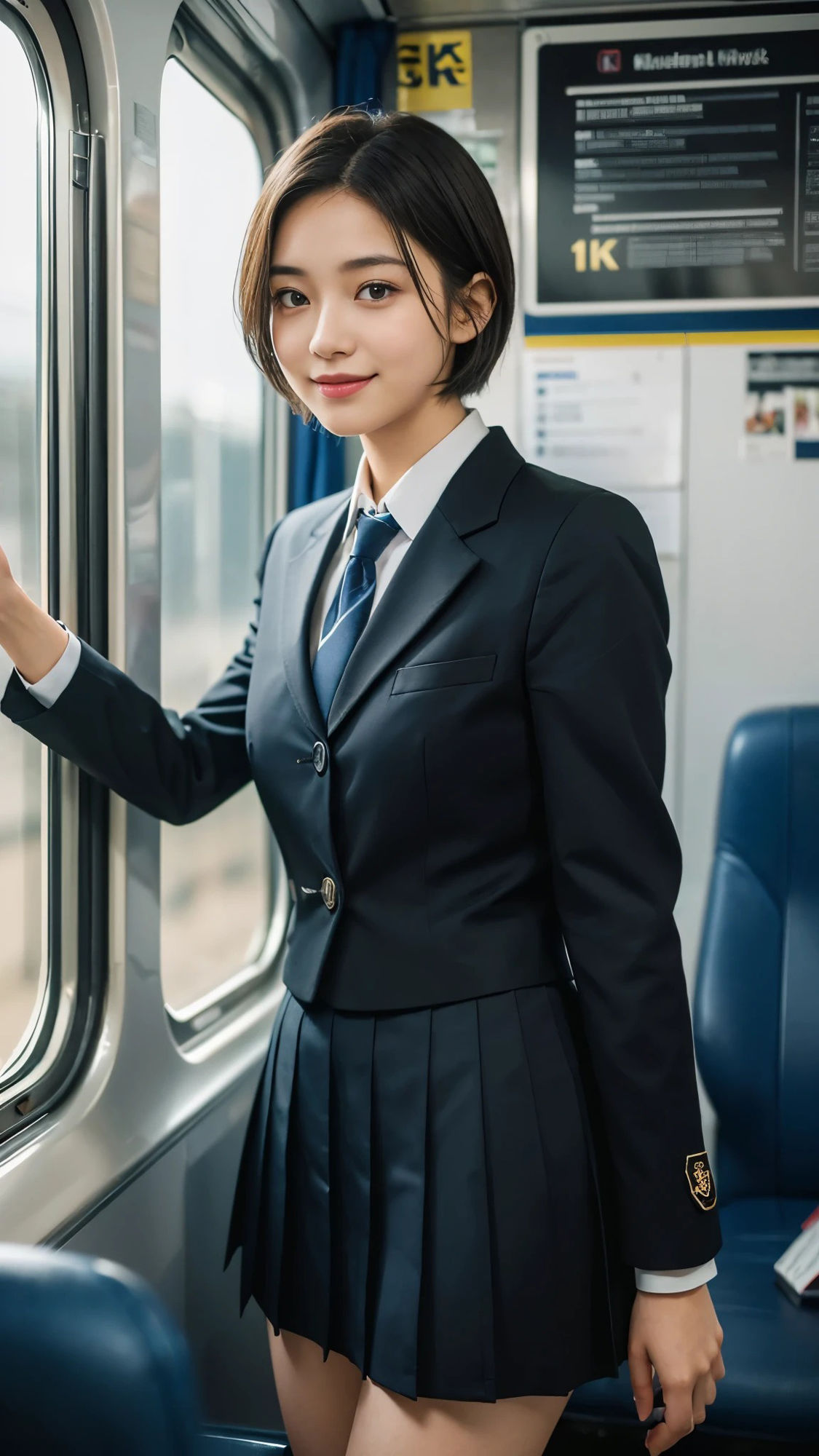 【50枚】電車の美人制服女子校生の日常とフルヌードの写真画像集【AI】 サンプル7ページ目