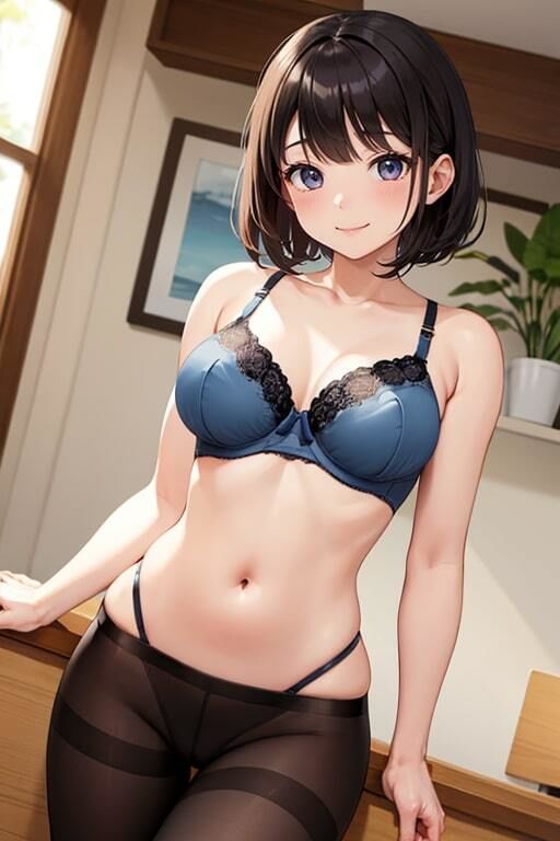 ランジェリーと黒スト着衣の人妻風美女 サンプル3ページ目