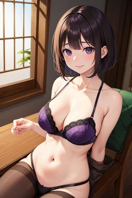 ランジェリーと黒スト着衣の人妻風美女 サンプル5ページ目