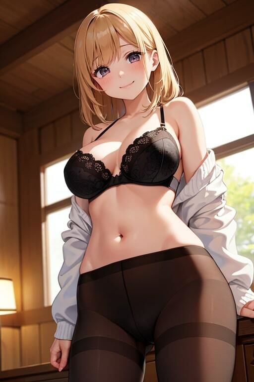 ランジェリーと黒スト着衣の人妻風美女 サンプル9ページ目