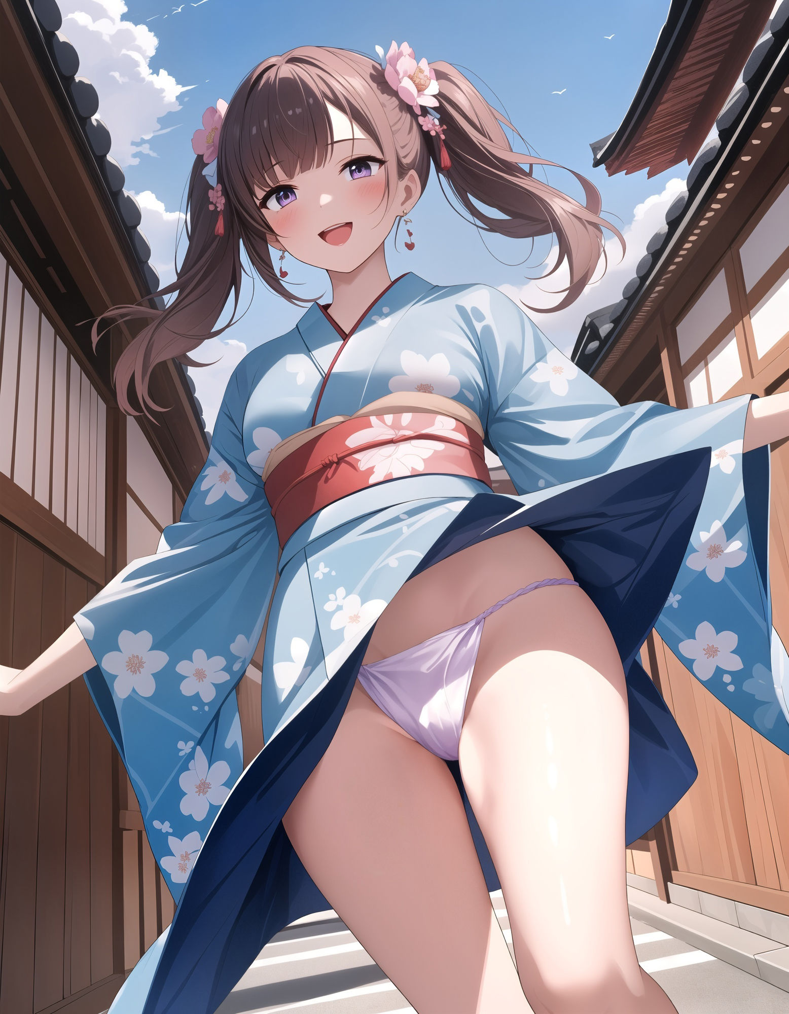 ふんどし浴衣女子のローアングルパンチラ サンプル4ページ目