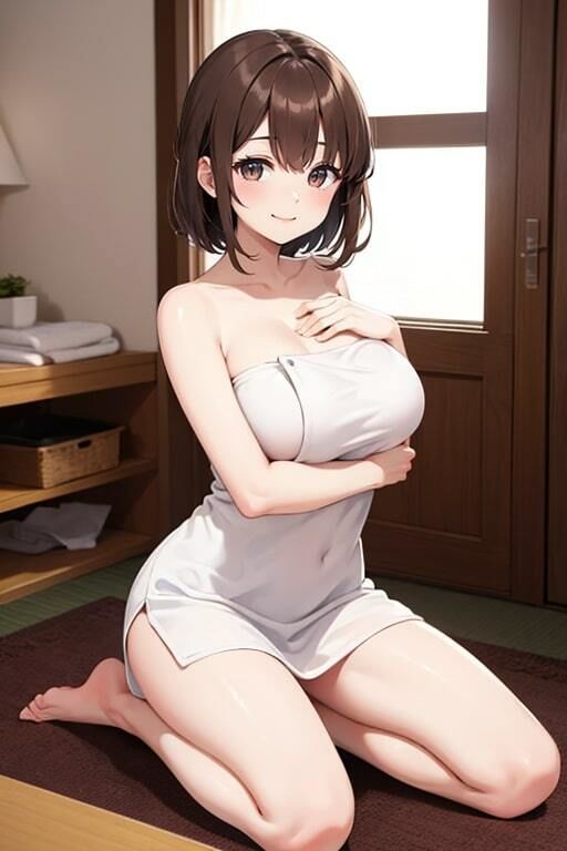 全裸よりエロい巨乳な彼女のバスタオル姿 サンプル4ページ目