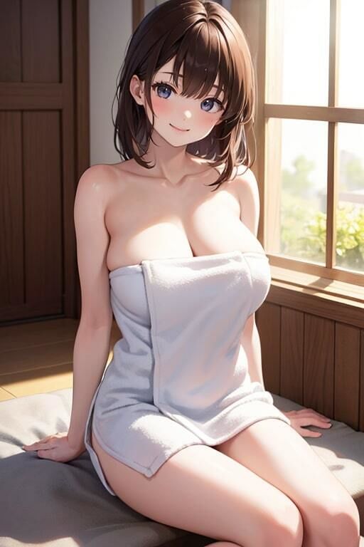 全裸よりエロい巨乳な彼女のバスタオル姿 サンプル6ページ目