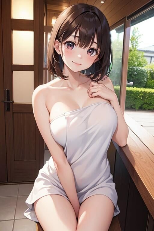 全裸よりエロい巨乳な彼女のバスタオル姿 サンプル7ページ目