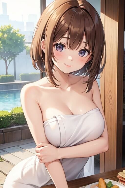 全裸よりエロい巨乳な彼女のバスタオル姿 サンプル9ページ目