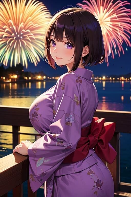 浴衣姿の可愛い彼女と着衣セックス サンプル1ページ目
