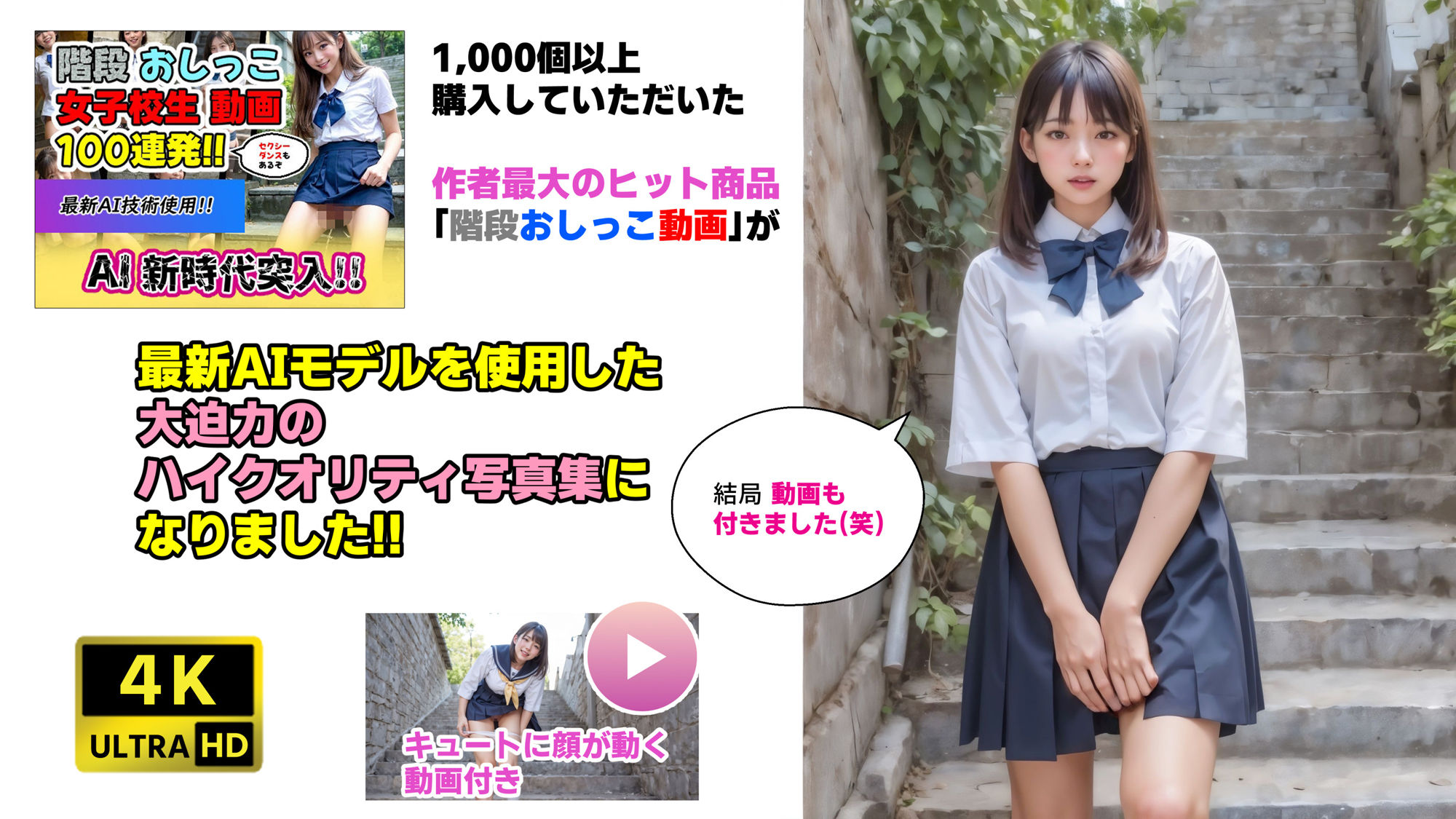 階段おしっこ3 女子校生ダイナミックビューティー【4K写真集＋顔動画】 サンプル1ページ目
