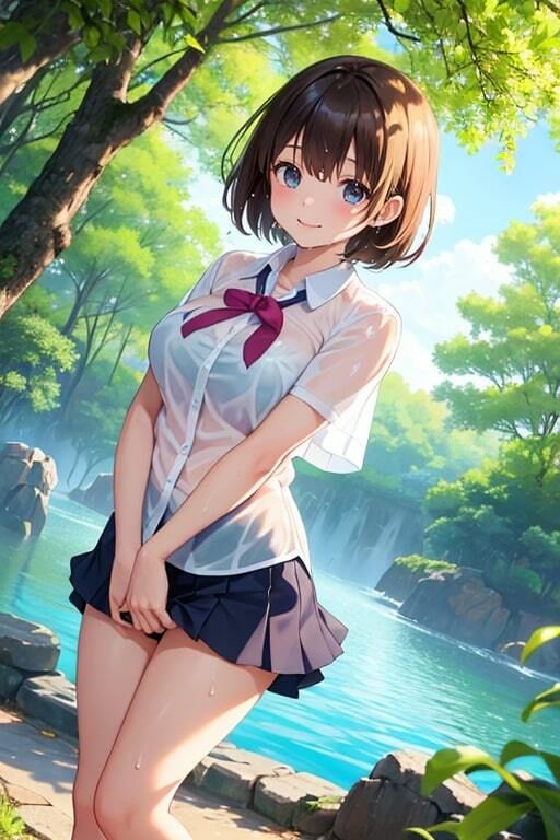 ブラがスケスケでも気にせず遊ぶ水辺の美少女 サンプル4ページ目