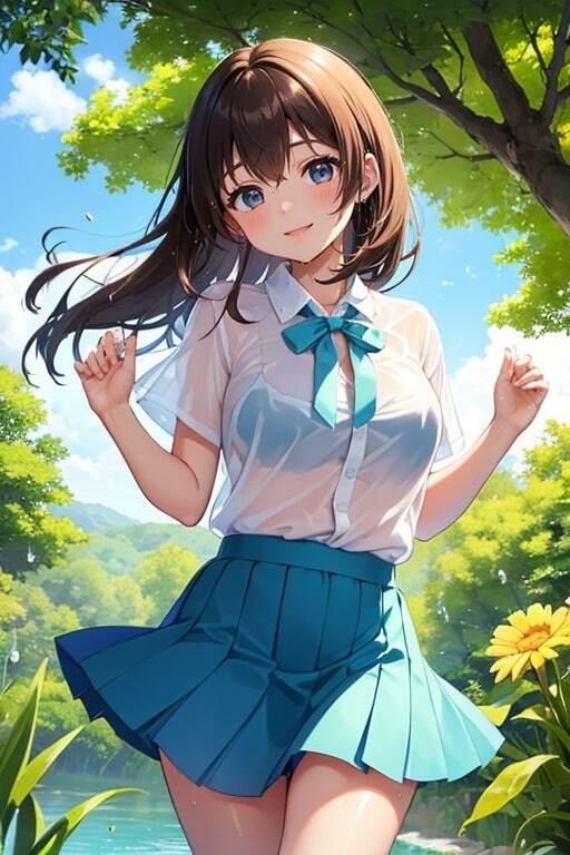 ブラがスケスケでも気にせず遊ぶ水辺の美少女 サンプル8ページ目