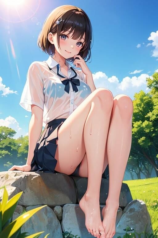 ブラがスケスケでも気にせず遊ぶ水辺の美少女 サンプル10ページ目