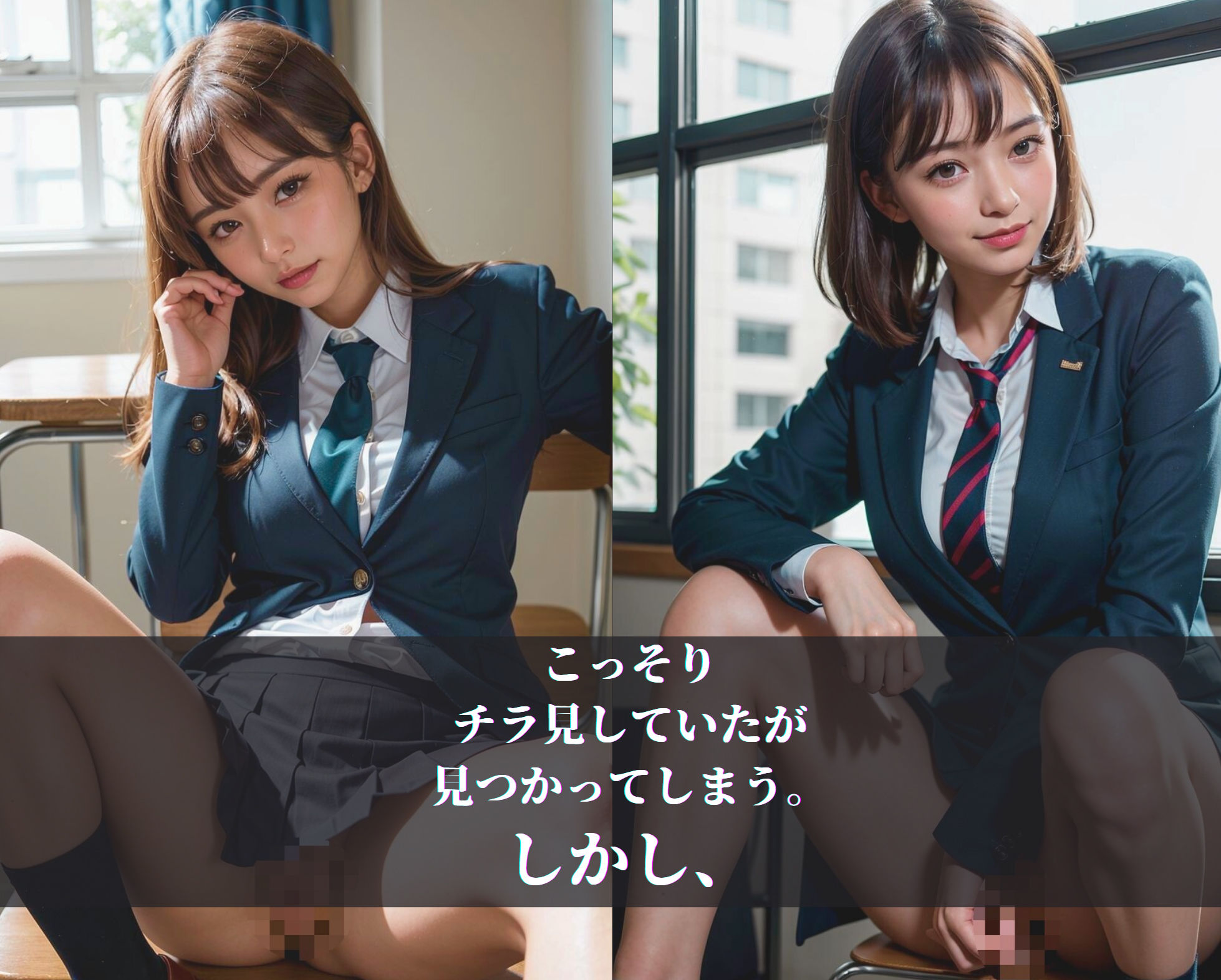制服美少女のノーパン開脚 サンプル2ページ目