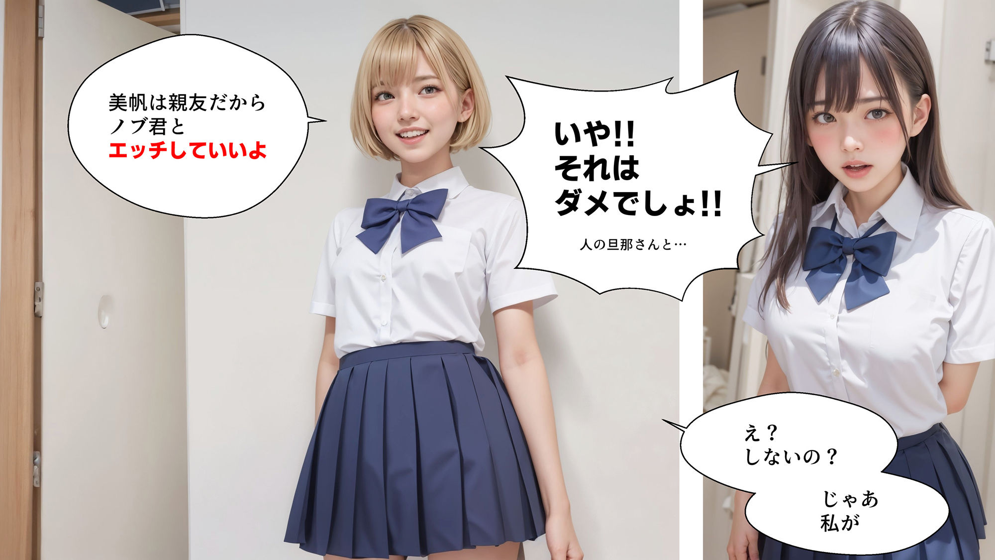 女子校生 巨漢種付けプレス2【4Kマンガ＋写真集】美帆と陽子 〜AI生成一周年記念商品〜 サンプル5ページ目