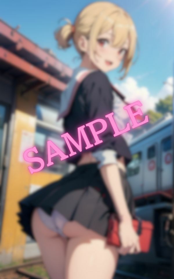 駅でたまに見かけけるパンツが見えている美少女達 サンプル1ページ目
