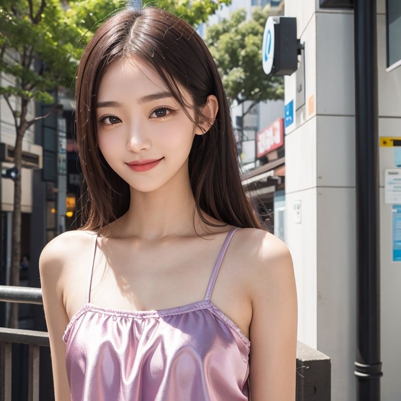ロングヘアーとショートヘアーのキャミソール美女おっぱい サンプル1ページ目