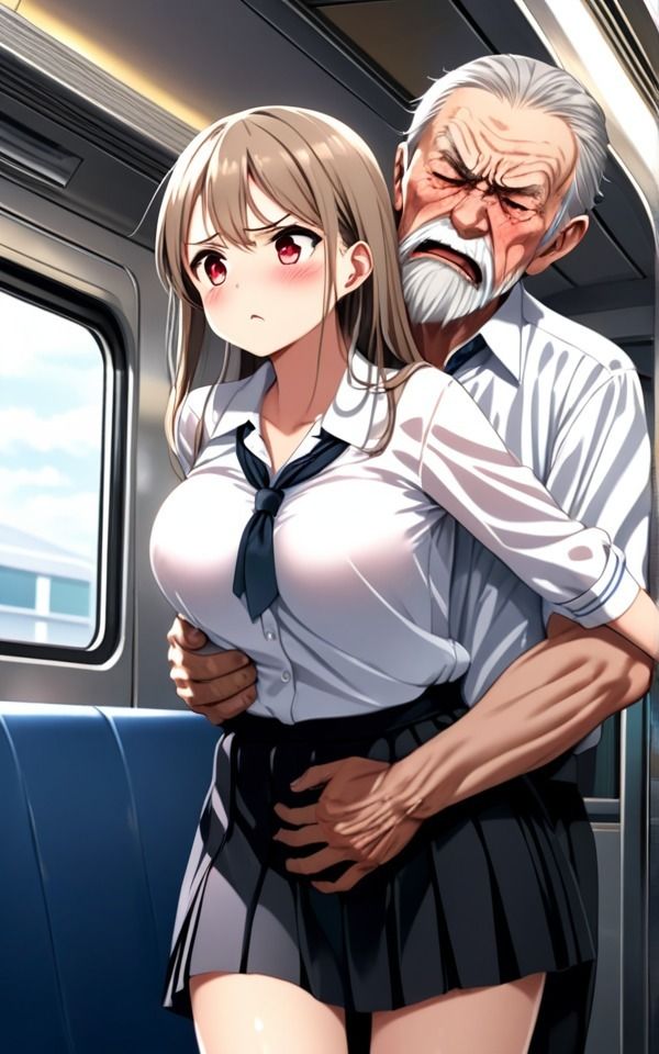 夏の電車は痴●に狙われやすい おじさんは欲求不満を抑えきれずに学校帰りの制服女子を触る 巨乳女子は清純派 サンプル7ページ目
