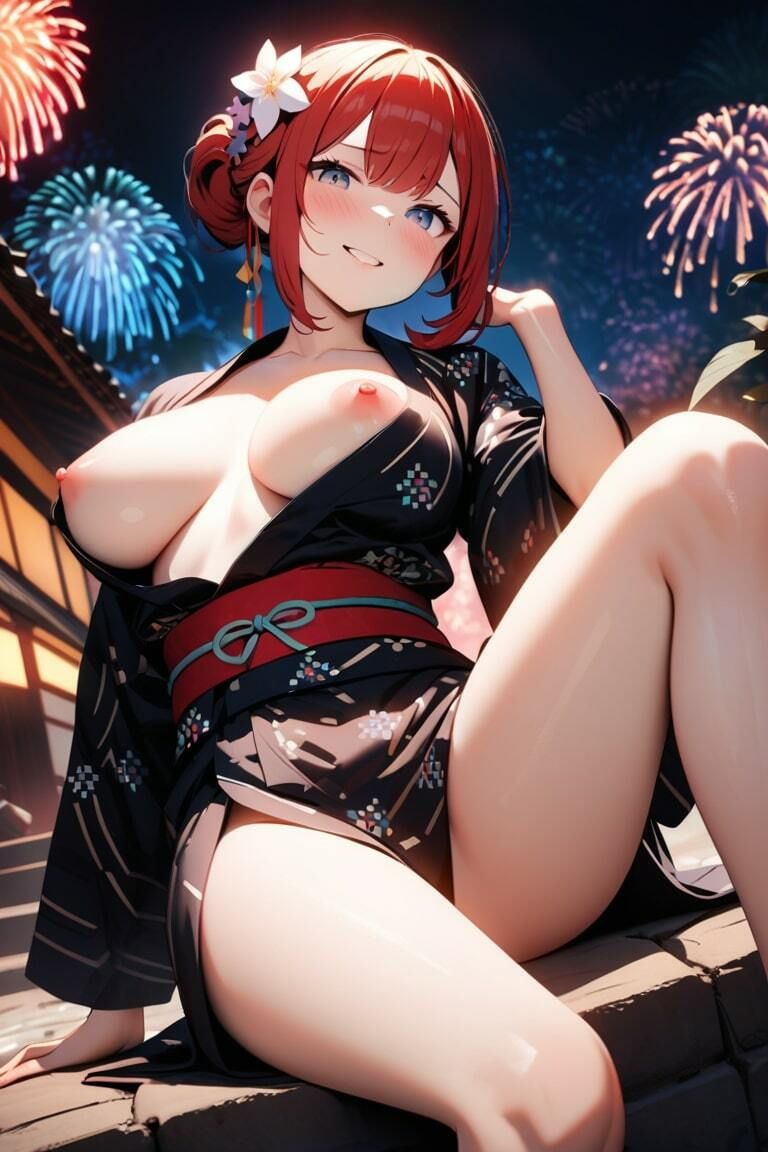 おっぱい丸出しで誘惑してくるドスケベ浴衣女子 サンプル7ページ目