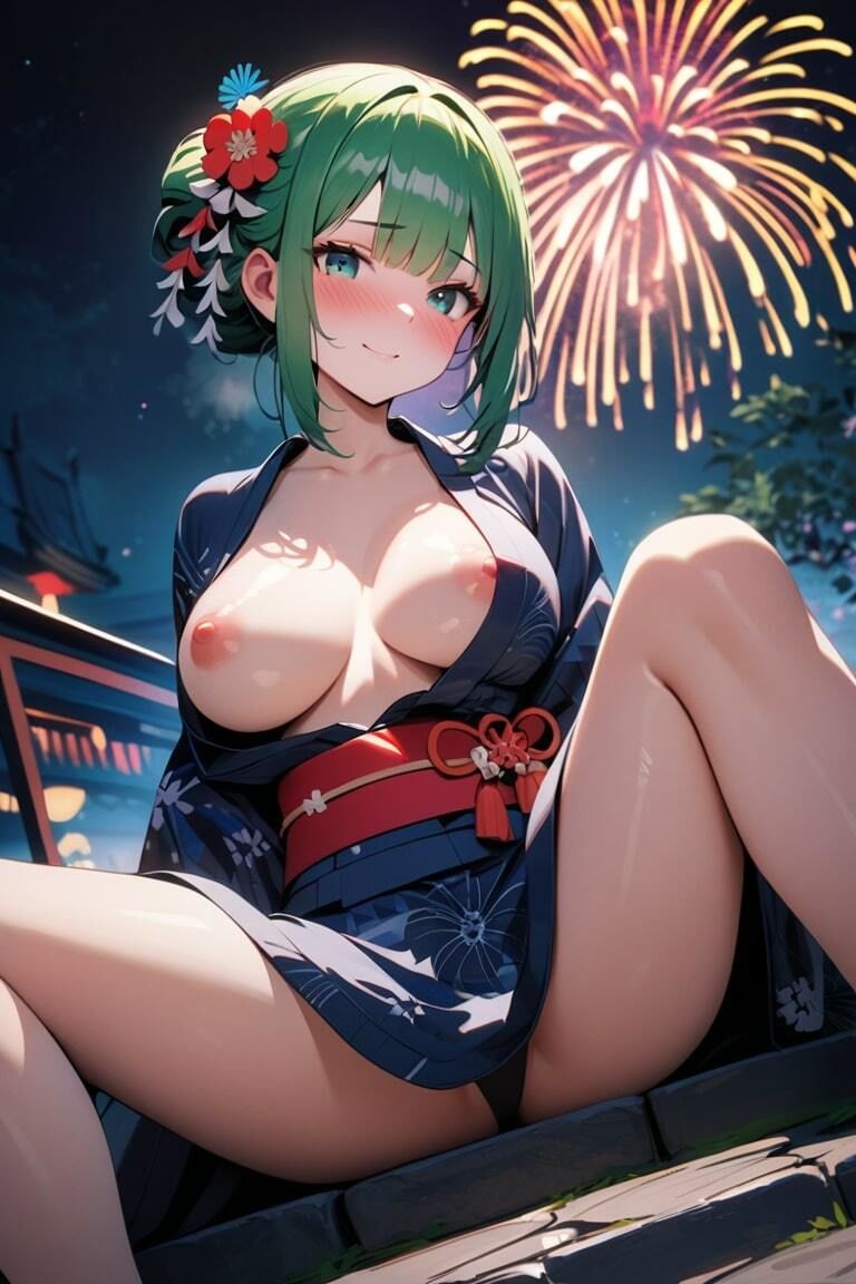 おっぱい丸出しで誘惑してくるドスケベ浴衣女子 サンプル10ページ目